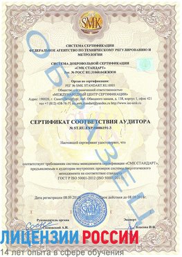 Образец сертификата соответствия аудитора №ST.RU.EXP.00006191-3 Красногорск Сертификат ISO 50001
